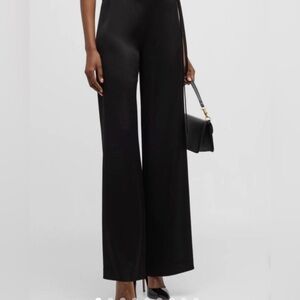 Jason Wu Black Satin Trouser Pants Side Slit Size 2